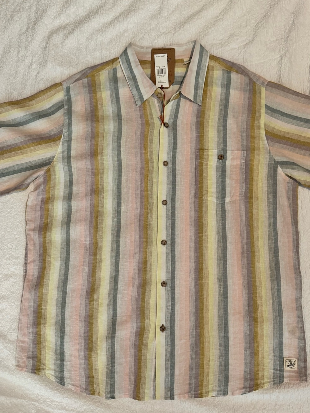 New Weatherproof Vintage Sunset Stripe Linen Blend Shirt XXL